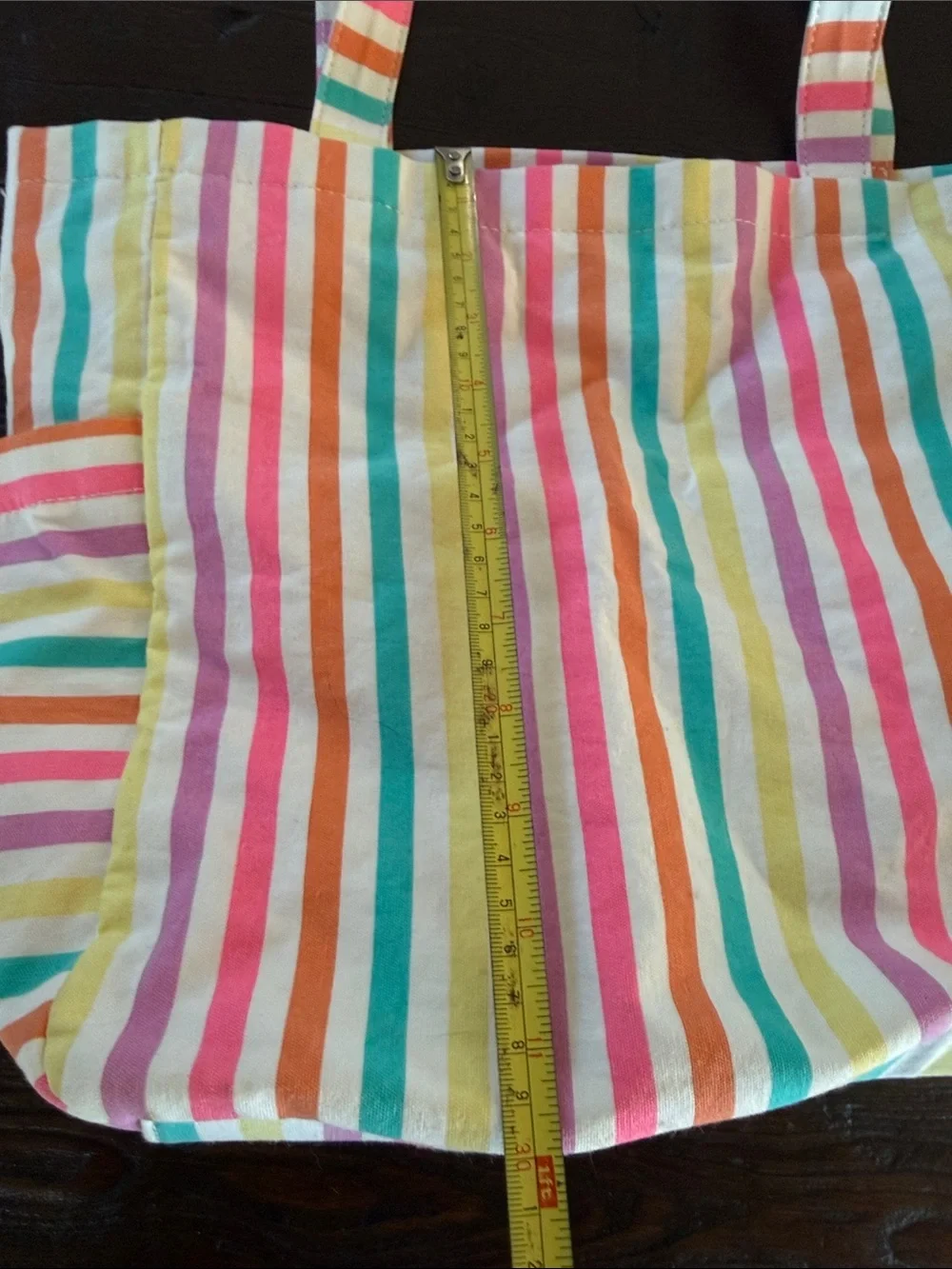 Striped Multi-Color Canvas Tote Bag - Pink, Orange, Yellow, Teal